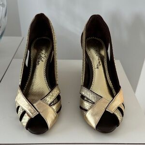 Sam Edelman Gold Peep-Toe Heels
